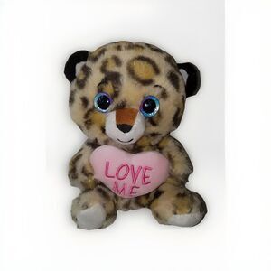 Leopard Plush LOVE ME Pink‎ Heart 7" Stuffed Toy Gift